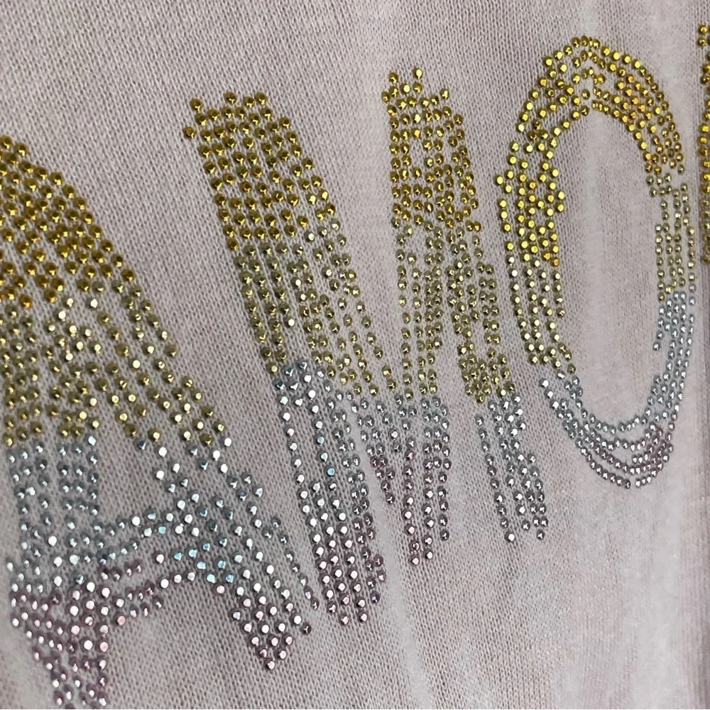 NWT Zadig and Voltaire Miss Amour Gradient Strass Sweater Pink Long Sleeve XS